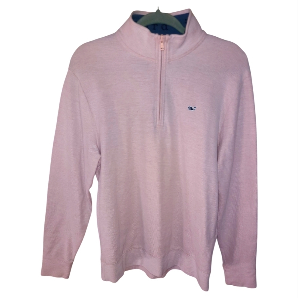 Vinyard Vines* Quarter Zip* Pullover Top* 100% Cotton* Pink* Sz M